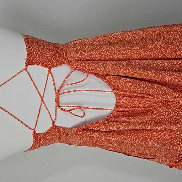 Abercrombie & Fitch Corset Tie Back Dress Orange White M - Picture 15 of 16